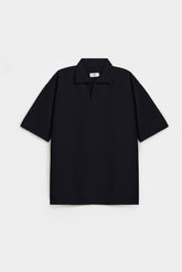 Oversized Ottoman Knitted Polo - NOIR